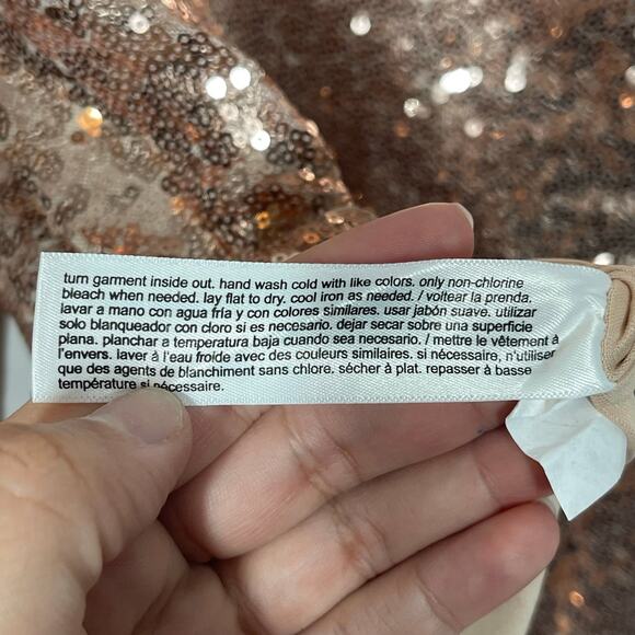 NEW Eloquii Sequin Top Plus Size 20 Rose Gold Open Cowl Back Glimmer Night Out - Picture 5 of 11